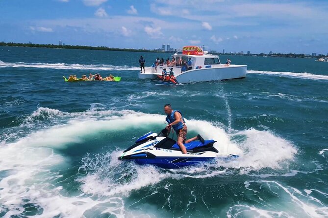 3 Hour Party Boat Jet ski Banana Tube and open bar in Miami - Key highlights at a glance