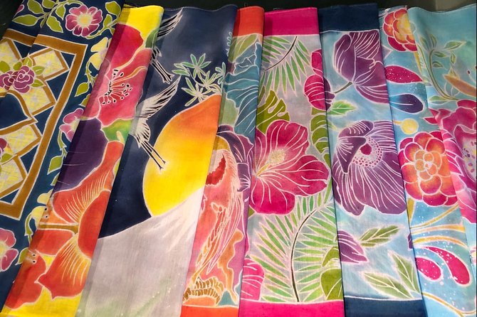 Make and Paint a Malaysian Batik Scarf in Aventura, Florida - Hand-painting your scarf: how the wax-resist shapes the result