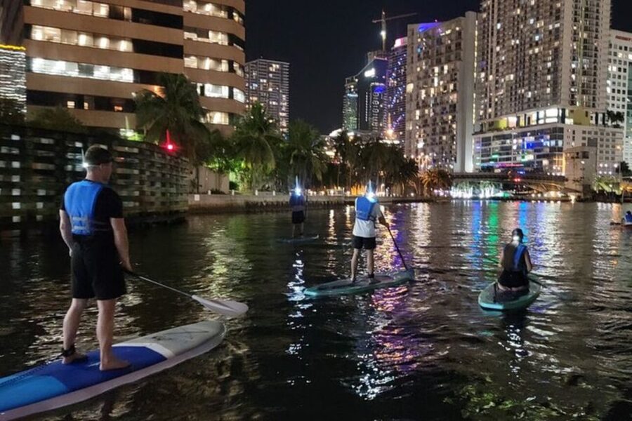Miami: City Lights SUP or Kayak Night Tour - Drinks, Glow Sticks, and Nighttime Photo Moments