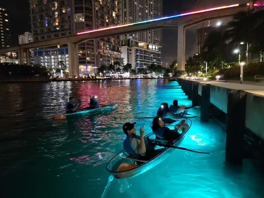 Miami: Guided LED-Lit Kayak Night Tour - Paddling the Miami River: bars, restaurants, and downtown photo angles