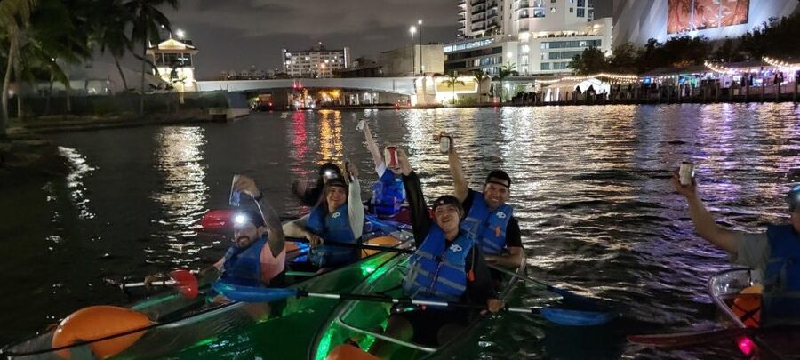 Miami: Guided LED-Lit Kayak Night Tour - Complimentary drinks on the water: fun, not chaos