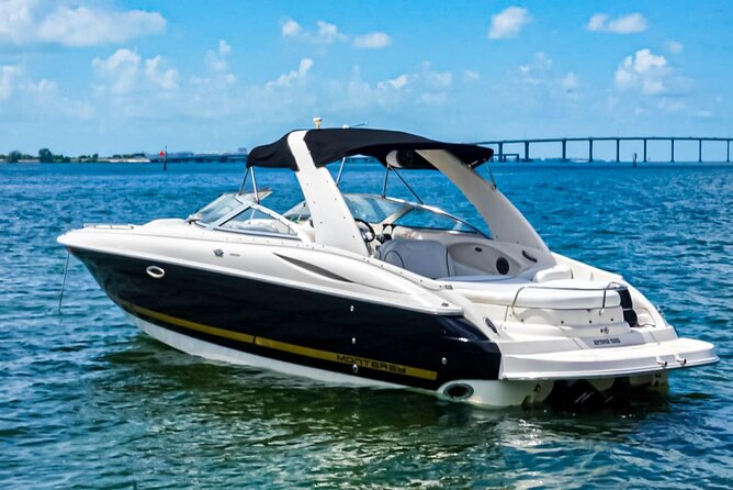 Miami Private Boat Cruise & Tour with a Captain - On-Board Comfort: Bluetooth Sound, Cooler Ice, Restroom, and the Water Mat