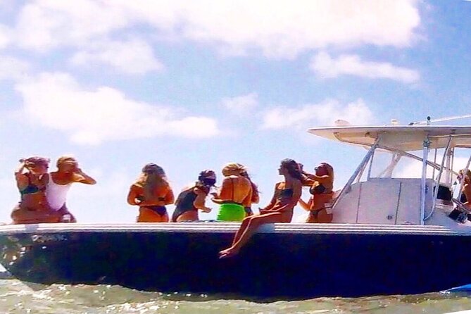 Miami Private Boat Rental to Sandbars and More - On-Board Comfort: Floating Mat, Restroom, and Sound System