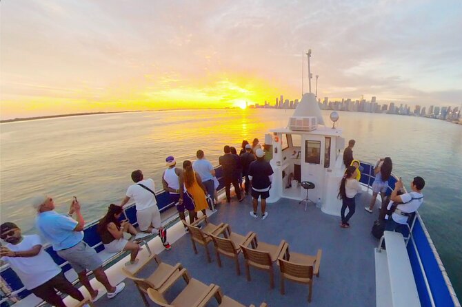 Miami Skyline Sunset Cruise with The Mojito Bar On board - Cruise Biscayne Bay: Port of Miami, Kaseya Center, and the City Coming into Focus