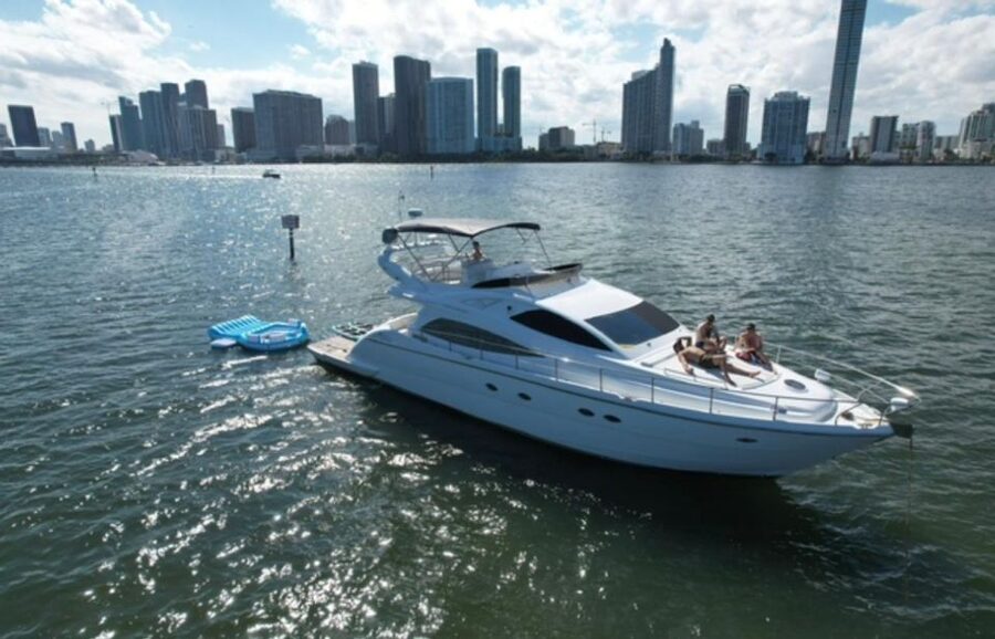 Miami Yacht Rental with Jetski, paddleboards, Inflatables - Onboard comfort: 3 bedrooms, 3 baths, and real sound