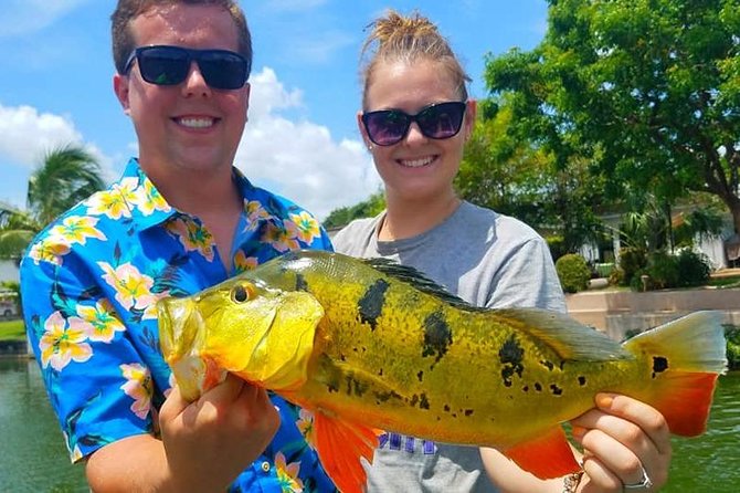 Peacock Bass Fishing Trips Near Miami Florida - Included on the trip: gear, cooler, water, and safety setup