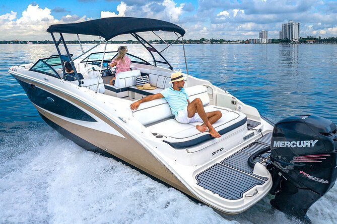 Top-Rated Boat Rental with Captain | 1 to 11 People - The 10-foot floating mat swim stop: the part you’ll remember most